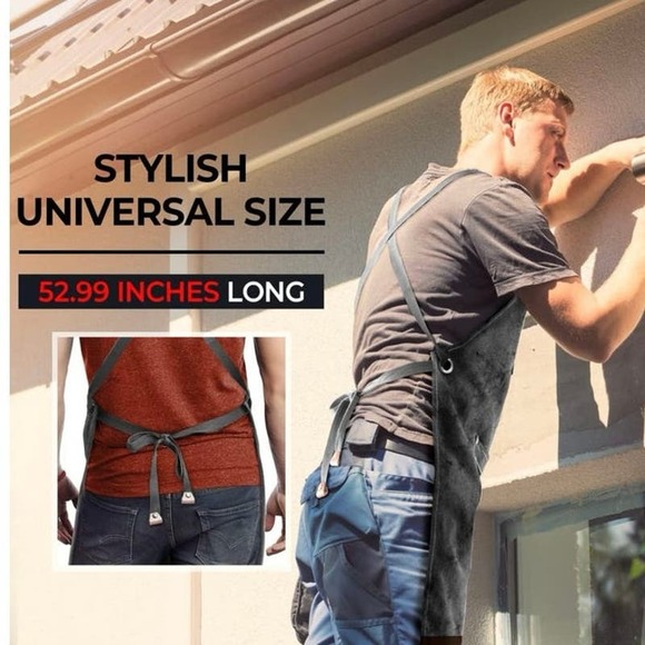 NWT “Christopher” Chef Apron Water drop Resistant Canvas Cross Back Adjustable - Picture 9 of 10